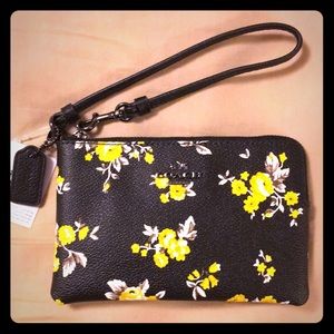 COACH flower print wristlet